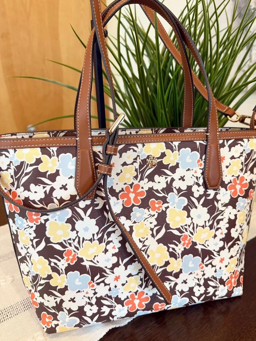 Tory Burch Kerrington Floral Tote Brown/Multicolor